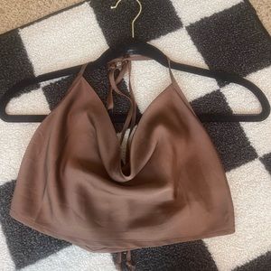 cowl neck brown halter